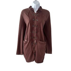 Lulu-B Women's Brown Boho Tunic Jacket Size L Vintage Y2K Style